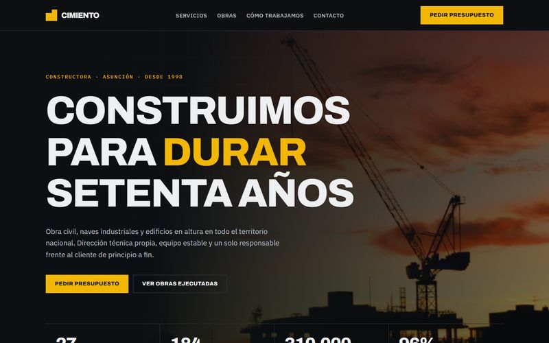 Portada del sitio de Cimiento Construcciones