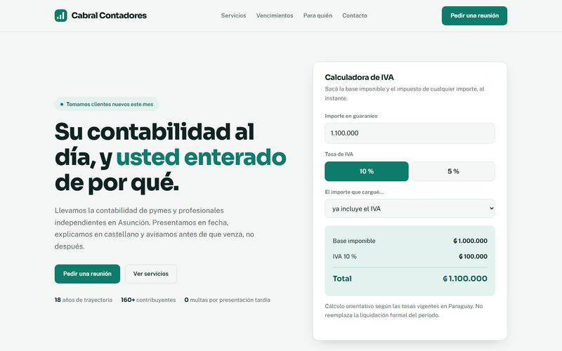 Portada del sitio de Cabral Contadores