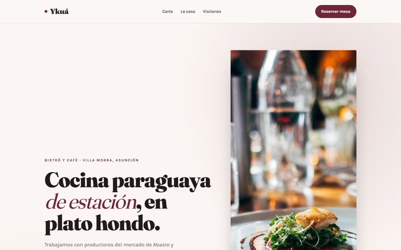 Portada del sitio de Ykuá Bistró
