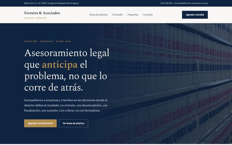 Portada del sitio de Ferreira & Asociados
